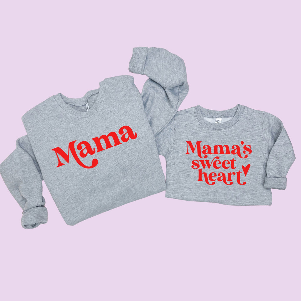 Mama and Mama's Sweet Heart Valentines Day Sweatshirt Set, Mommy and Me Shirts, Mommy and Me Valentines Day Shirts, Valentine Day Set